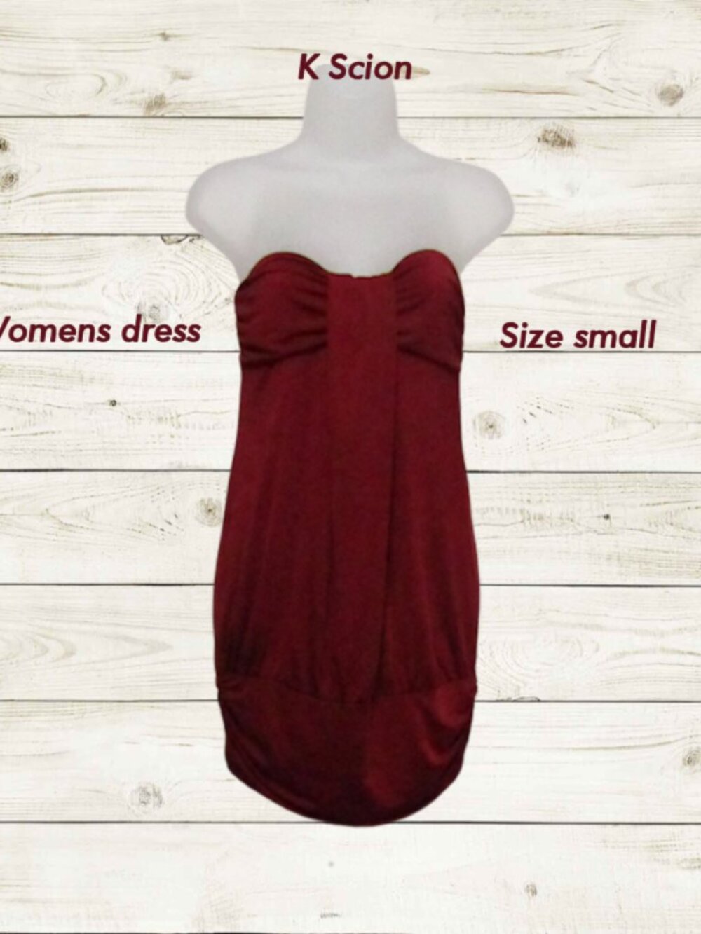 K scionsize Small  Party prom mini dress size Small strapless color burgundy